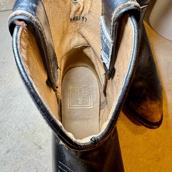 💕 FRYE Billy Short Distressed Women’s Black Leather Biker Boots Size 7.5 B - Picture 8 of 11